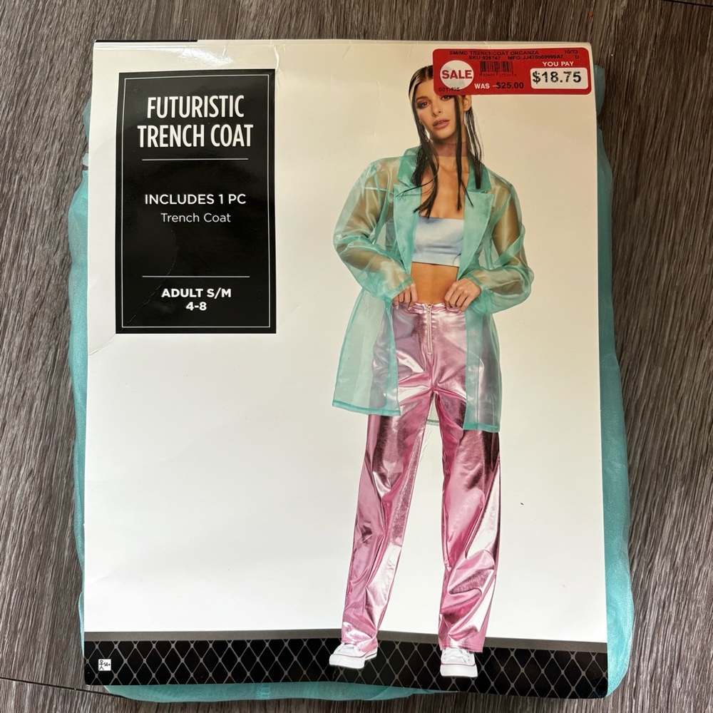 Adult Futuristic Trench Coat Size S/M